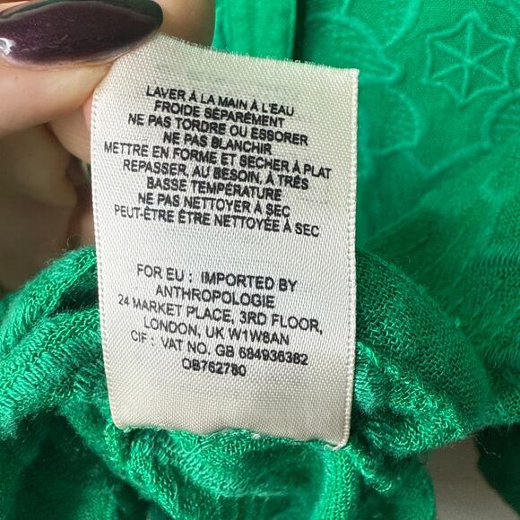 Anthropologie Akemi + Kin Abacos Green Eyelet Tunic Blouse Top Medium OB762780 - Picture 10 of 10